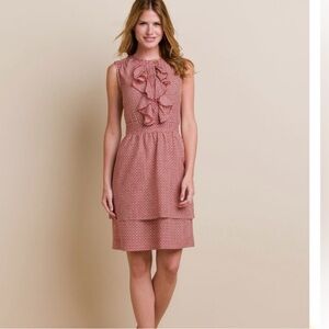 NWT Tory Burch Darilynn Ruffle Sleeveless Dress 0 Brick Red Silk Cotton